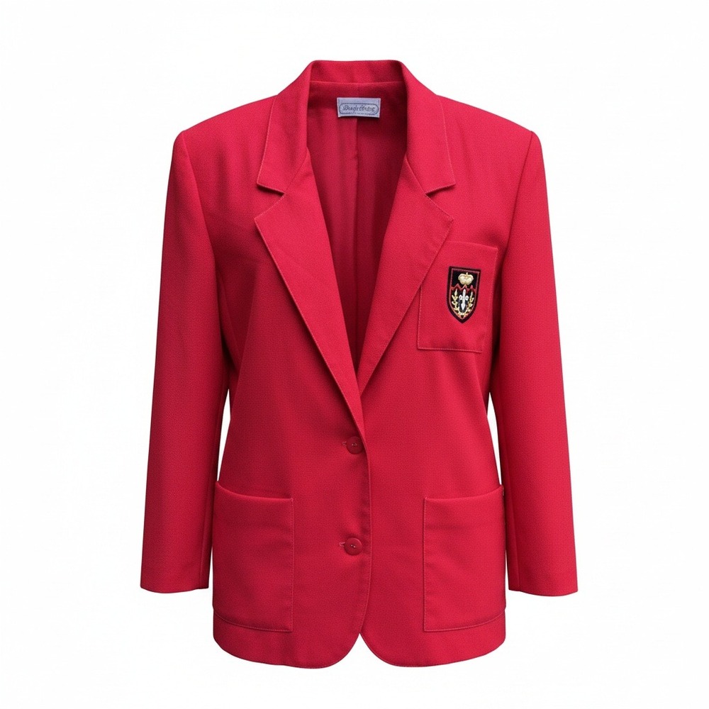 Daily‎ Habit Vintage 80s Preppy Collegiate Crest Blazer Jacket Ivy League Red L